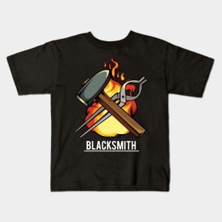 Blacksmith - Smithing Steel Hammer and Tong Kids T-Shirt